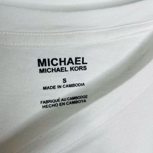 Michael Michael Kors MK Short Sleeve Floral Circle Tshirt White Tee S Small - Picture 6 of 8